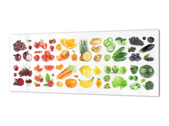 Glass kitchen panel with and w/o stainless steel back-coating: Fruits and vegetables collection