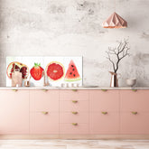 Glass kitchen panel with and w/o stainless steel back-coating: Fruit slices 1