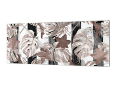 Panel de cocina de vidrio con y sin revestimiento posterior de acero inoxidable: Palm Greenery