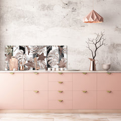 Panel de cocina de vidrio con y sin revestimiento posterior de acero inoxidable: Palm Greenery