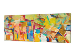 Glass backsplash w/ and w/o metal sheet backing with magnetic properties: Abstrac oil painting