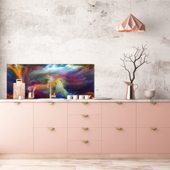 Glass kitchen panel with and w/o stainless steel back-coating: Visions of digital paint