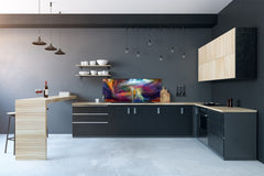 Glass kitchen panel with and w/o stainless steel back-coating: Visions of digital paint
