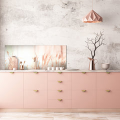 Glass kitchen panel with and w/o stainless steel back-coating: Artistic photography flowers