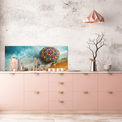 Panel de cocina de vidrio con y sin revestimiento posterior de acero inoxidable: Hermosa roca de mandala