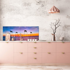 Glass kitchen panel with and w/o stainless steel back-coating: Dali´s elephants in the ocean