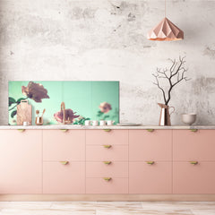 Glass kitchen panel with and w/o stainless steel back-coating: Vintage Flowers