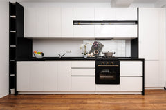 Glass backsplash w/ and w/o metal sheet backing with magnetic properties: Silver plate with sweets