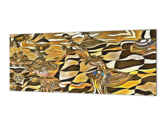 Large format horizontal backsplash - magnetic and non magnetic tempered glass: Surreal oil painting - The Game