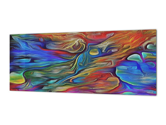 Horizontale Küchenrückwand im Großformat – magnetisches und nicht magnetisches Hartglas: Fraktale psychedelische Stilisierung