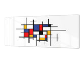 Horizontale Küchenrückwand im Großformat – magnetisches und nicht magnetisches Hartglas: Abstrakte Malerei im Stil von Piet Mondrian
