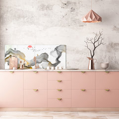 Large format horizontal backsplash - magnetic and non magnetic tempered glass: Artistic Mountain Images