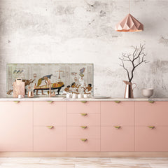 Horizontale Küchenrückwand im Großformat – magnetisches und nicht magnetisches Hartglas: Anubis und der Sarkophag des Pharaos