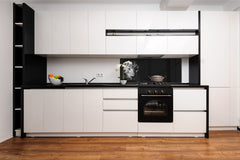 Wide-format tempered glass kitchen wall panel with metal backing - and without: Wild Cat face