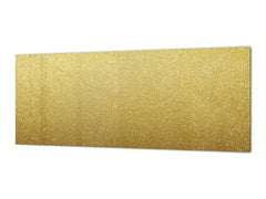 Toughened printed glass backsplash - Wideformat steel coated wall glass splashback: Gold glitter texture