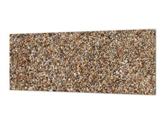 Toughened printed glass backsplash - Wideformat steel coated wall glass splashback: Small pebbles and stones