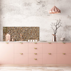 Toughened printed glass backsplash - Wideformat steel coated wall glass splashback: Small pebbles and stones