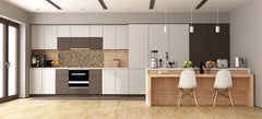 Toughened printed glass backsplash - Wideformat steel coated wall glass splashback: Small pebbles and stones