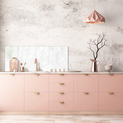 Toughened printed glass backsplash - Wideformat steel coated wall glass splashback: Abstract white and gray square