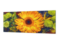 Wide format Wall panel with magnetic and non-magnetic metal sheet backing: Gerbera bouquet - Van Gogh style