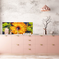 Wide format Wall panel with magnetic and non-magnetic metal sheet backing: Gerbera bouquet - Van Gogh style