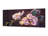 Magnetische und nicht magnetische Spritzschutzfolie aus gehärtetem Glas im Breitformat: Modernes Gemälde mit Orchideen