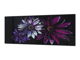 Tempered Glass magnetic and non magnetic splashback in wide-format: Colorful flower on black