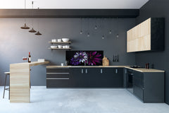 Tempered Glass magnetic and non magnetic splashback in wide-format: Colorful flower on black