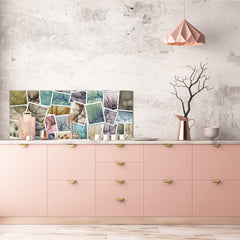 Contemporary glass kitchen panel - Wide format wall backsplash: Collage of dandelions