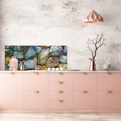 Contemporary glass kitchen panel - Wide format wall backsplash: Stone wall vectors 2