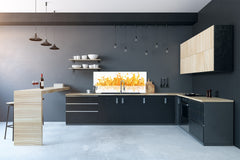 Contemporary glass kitchen panel - Wide format wall backsplash: Yellow flame 2