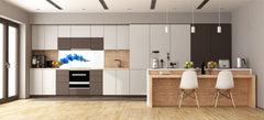 Tempered Glass magnetic and non magnetic splashback in wide-format: Blue orchid on white