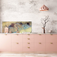 Glass kitchen panel with and w/o stainless steel back-coating: Winding river abstract photography