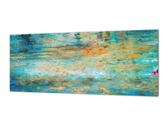 Glass backsplash w/ and w/o metal sheet backing with magnetic properties: Oil painting on canvas