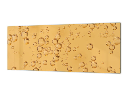 Glass backsplash w/ and w/o metal sheet backing with magnetic properties: Soda bubbles