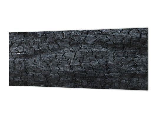 Glass backsplash w/ and w/o metal sheet backing with magnetic properties: Charcoal texture