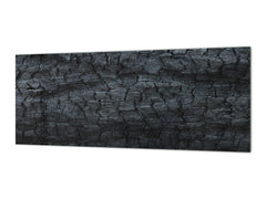 Glass backsplash w/ and w/o metal sheet backing with magnetic properties: Charcoal texture