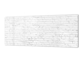 Large format horizontal backsplash - magnetic and non magnetic tempered glass: White bricks