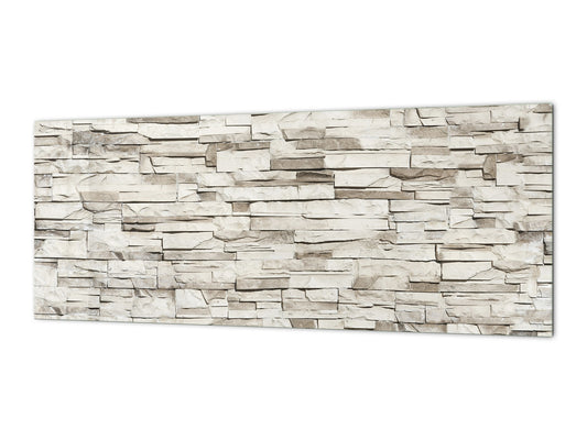 Large format horizontal backsplash - magnetic and non magnetic tempered glass: Brisk wall in grey