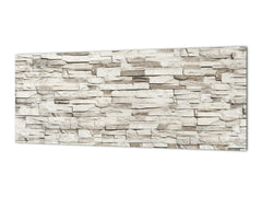 Large format horizontal backsplash - magnetic and non magnetic tempered glass: Brisk wall in grey