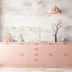 Large format horizontal backsplash - magnetic and non magnetic tempered glass: Marble surface