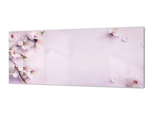 Large format horizontal backsplash - magnetic and non magnetic tempered glass: Fresh rose flowers
