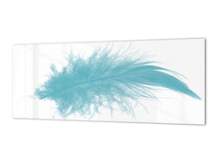 Large format horizontal backsplash - magnetic and non magnetic tempered glass: Turquoise feather