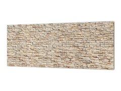 Glass splashback with metal backing in wide format - Kitchen tempered glass panel: Brick wall 3