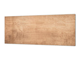Glass splashback with metal backing in wide format - Kitchen tempered glass panel: Natural wooden surface