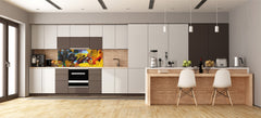Glass splashback with metal backing in wide format - Kitchen tempered glass panel: Picasso applied to Kandinsky style 2