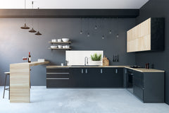 Glass splashback with metal backing in wide format - Kitchen tempered glass panel: Flower with vase