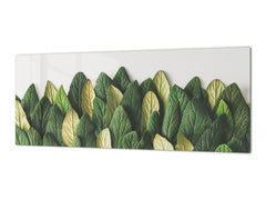 Stunning glass wall art - Wide format backsplash with w/ & w/o stainless steel back: Treeline from leaves