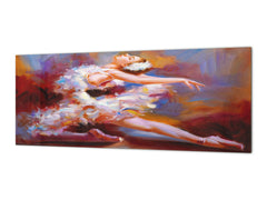 Stunning glass wall art - Wide format backsplash with w/ & w/o stainless steel back: Oil Painting - Ballet