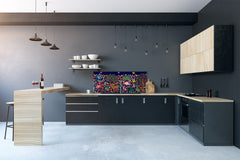 Stunning glass wall art - Wide format backsplash with w/ & w/o stainless steel back: Fantasy animals in forest